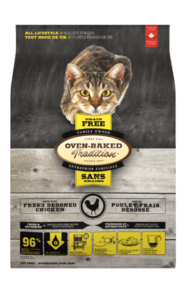 所有生活方式、全年龄段的无谷物猫粮 - 鸡肉 1 Grain Free Cat Chicken 3D front Chat Poulet Sans Grain face