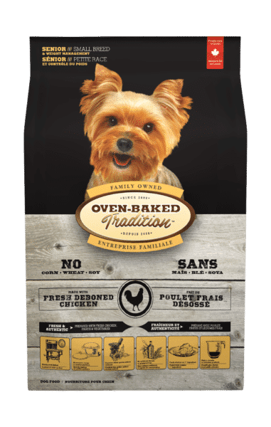 Nourriture contrôle du poids pour chien sénior petite race - Poulet 1 SENIOR Small Breed Chicken 3D front SENIOR Petite Race Agneau face